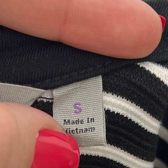 Athleta | Black / White Stripe Mala Scoop Back Sleeveless Dress Size Small - Picture 6 of 7